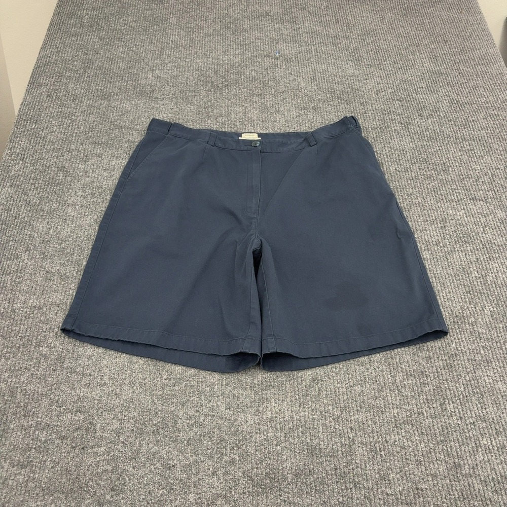 LL Bean Shorts Womens 18W‎ Blue Cotton Chino Original Fit Casual Classic Style